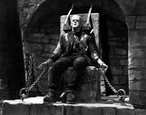 Karloff in The Bride of Frankenstein (Click for full image, it's worth it)